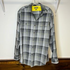 Eddie Bauer‎ Gray Button Down Plaid Shirt- L